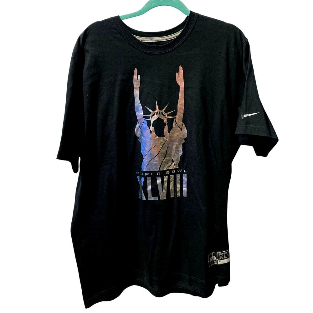 NIKE SUPER BOWL XLVIII SHIRT — Statue of Liberty Black Men's 2XL